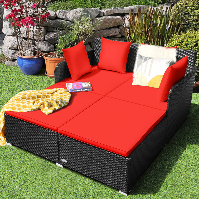Red Barrel Studio® 52'' Wide Outdoor Wicker Patio Daybed with Cushions